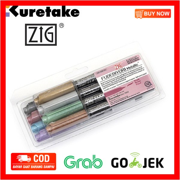 

(BISA COD) Kuretake Zig Fudebiyori Metallic Brush Pen Set 8