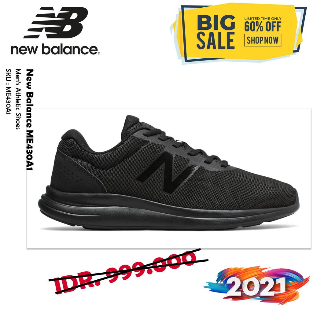 Sepatu Pria Running Shoes New Balance ME430A1 Original BNIB Full Black (full Hitam)