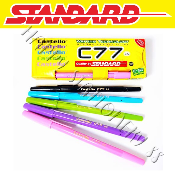 

PULPEN BOLPEN BALLPOINT STANDARD CASTELLO C77 - 12PCS PACK - HITAM