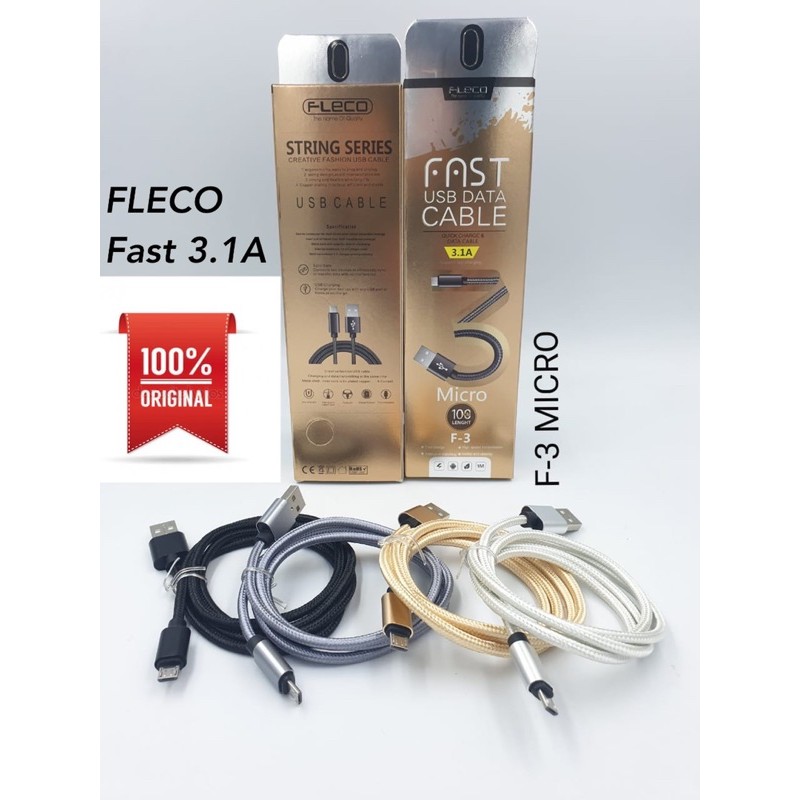 promo kabel data fleco f3 / f789 micro fast charging qualcomm 3.0