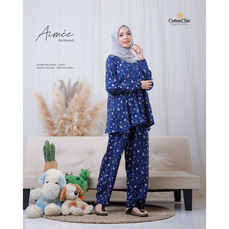 COTTONCHIC - AIMEE PAJAMAS COUPLE MOM KIDS PRINTING EKSLUSIF / SETELAN BAJU TIDUR PIYAMA BUSUI
