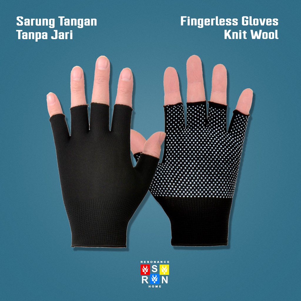 Sarung Tangan Rajut Bintik Half Finger Anti Slip Gloves Resonance Home