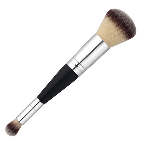 Brush Makeup Dua Sisi Dengan Gagang Kayu Untuk Blending Eyeshadow Contour Foundation Powder Blush