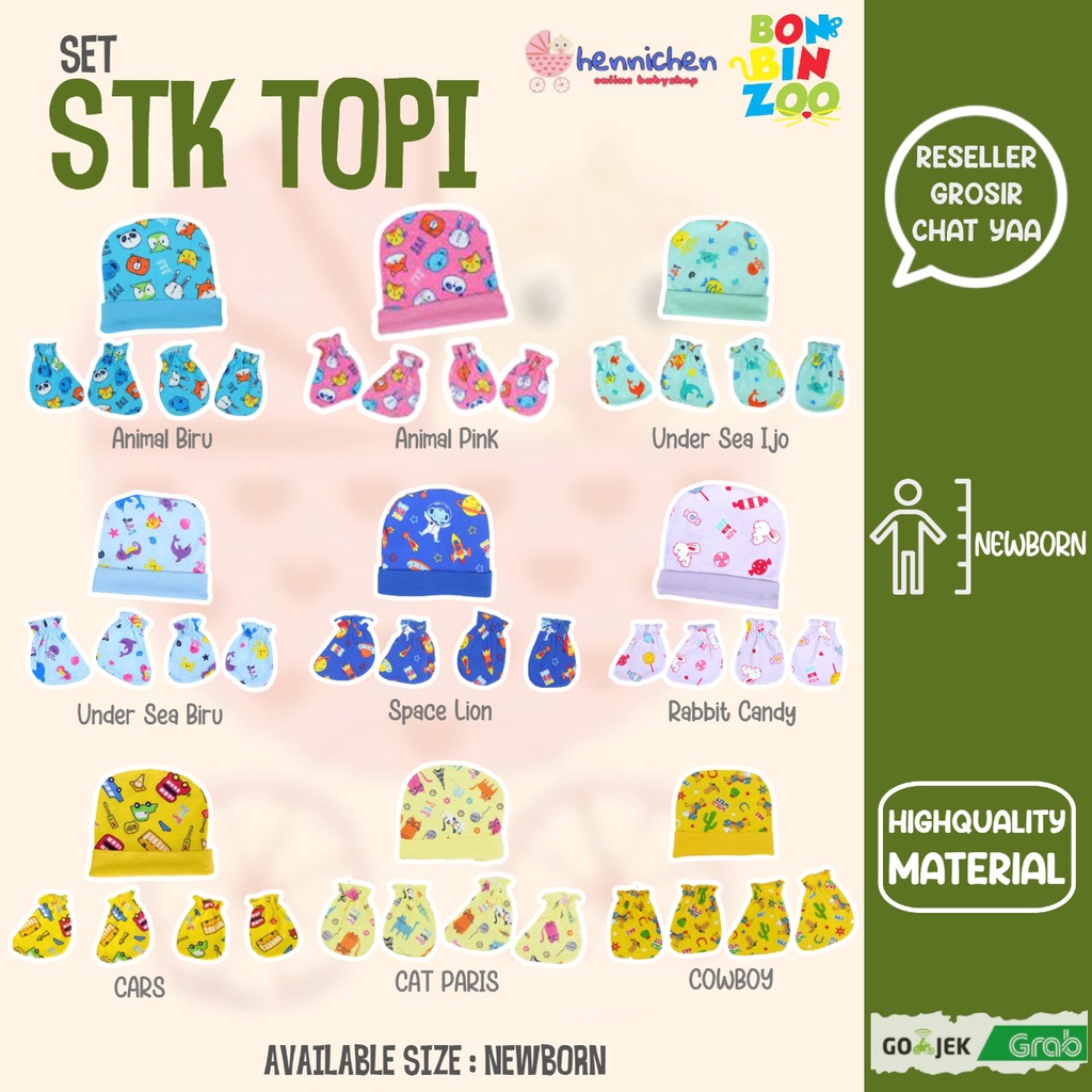 Bonbinzoo 1set topi + sarung tangan + kaki SNI perlengkapan anak / bayi-1