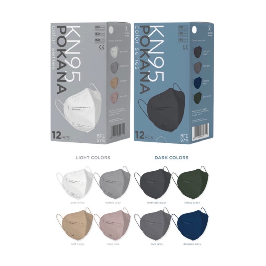 Masker Pokana KN95 mixed warna - 12 pcs