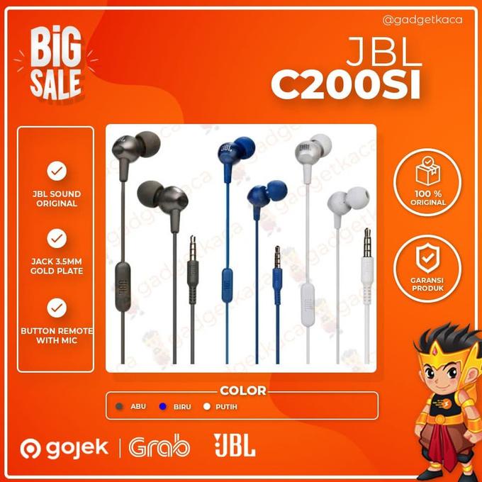 ORDER-KIRIM Headset JBL C200SI Earphone In-Ear Handfree Pure Bass with Microphone