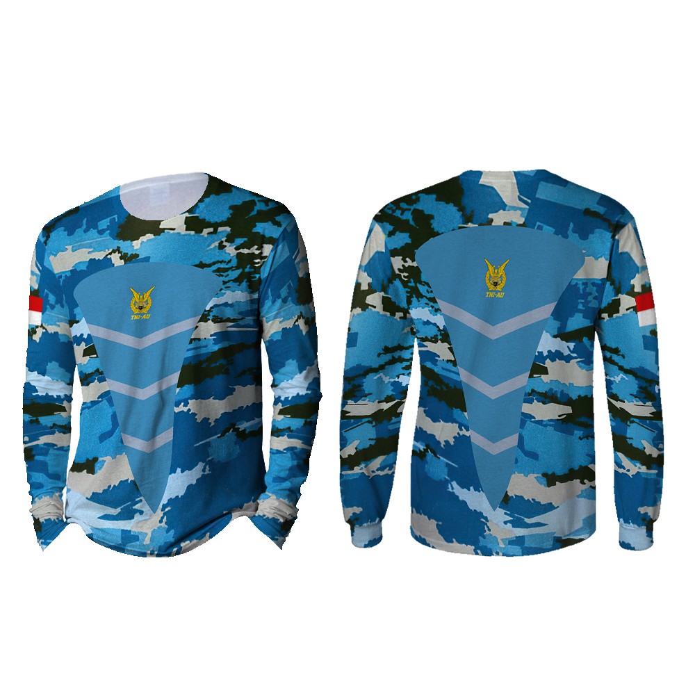 Kaos TNI AU Pria | Kaos TNI AU Lengan Panjang | Kaos Loreng TNI AU
