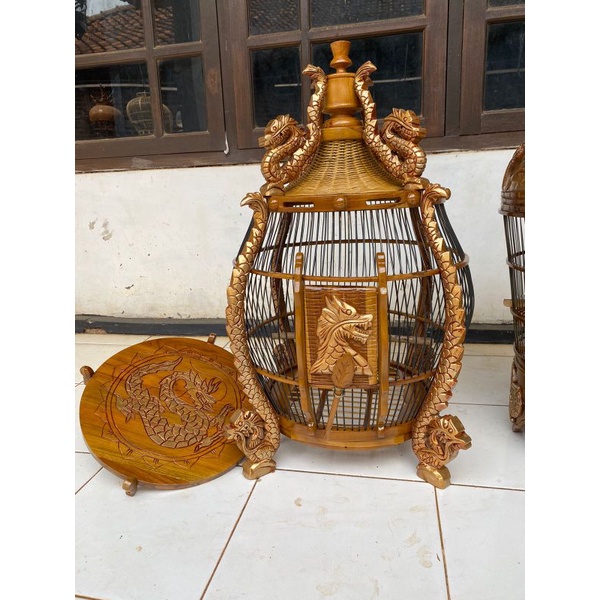 sangkar ukir naga antik kandang burung perkutut