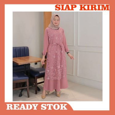 Gamis Brukat | Gamis Syari | Gamis Best Seller | Alma Dress Brukat Muslim | Outfit Kondangan