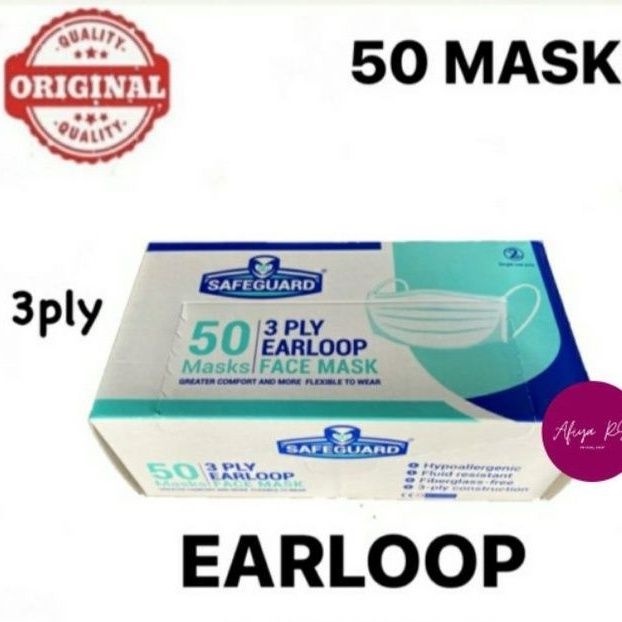 Masker SafeGuard Earloop 3 Ply isi 50 Pcs