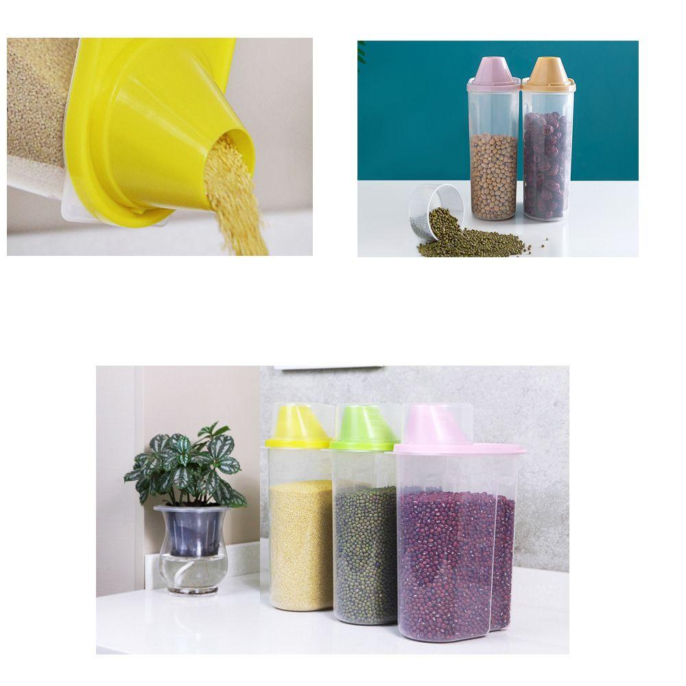 Solighter Multigrain Storage Tank Kulkas Dapur Botol Penyimpanan Butir Kering Tank Toples Wadah Bening Plastik