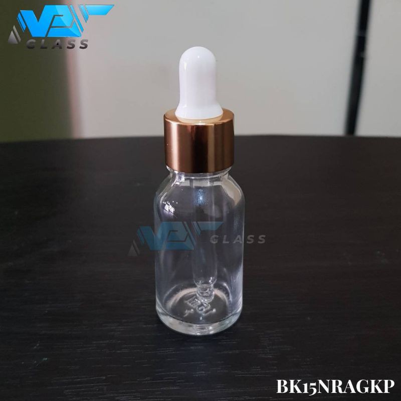 botol pipet kaca 15ml bening ring gold