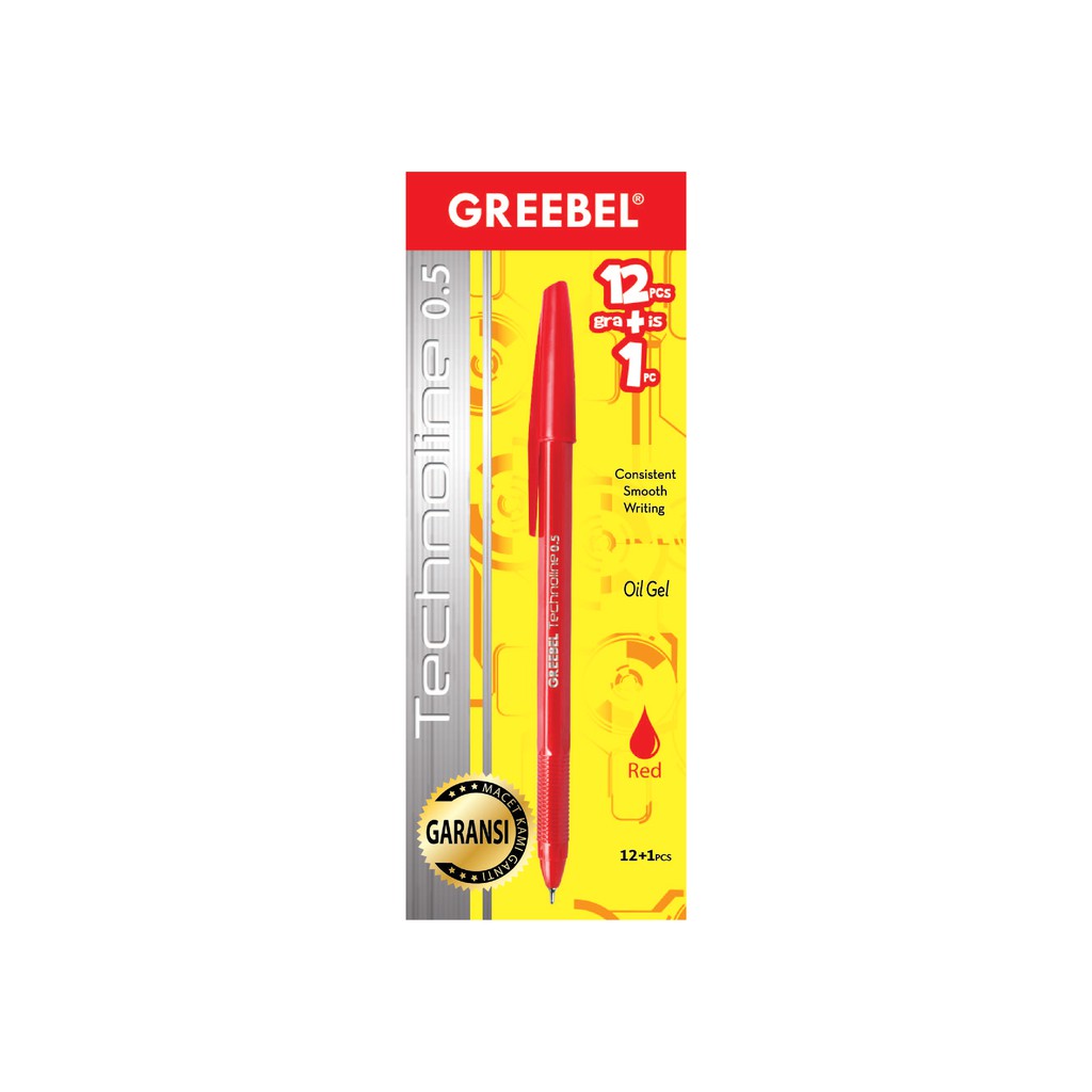 BALLPOINT PULPEN TECHNOLINE RED/MERAH 12+1pc