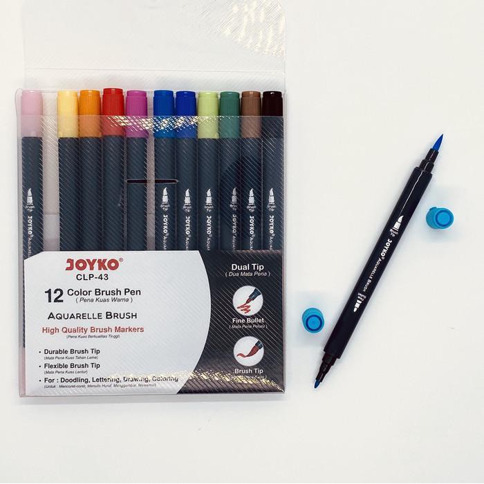 

Kaligrafi / Aquarelle Brush 12 Color Brush Pen Joyko Clp-43 Murah Meriah Ready