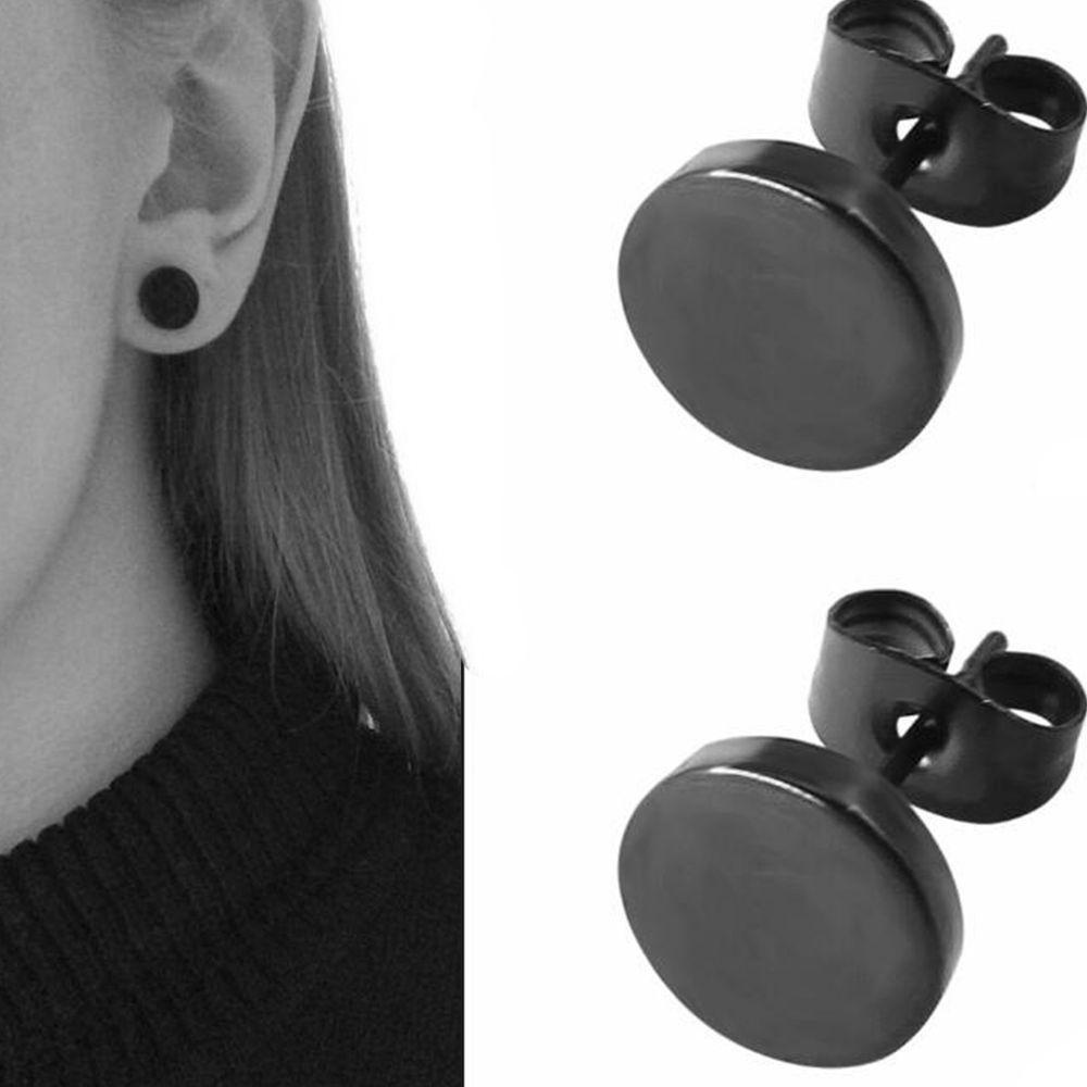 Needway   Anting Fashion 1pasang Berbentuk Bulat Dengan Kupu-Kupu Gesper Push Untuk Hadiah Ear Studs