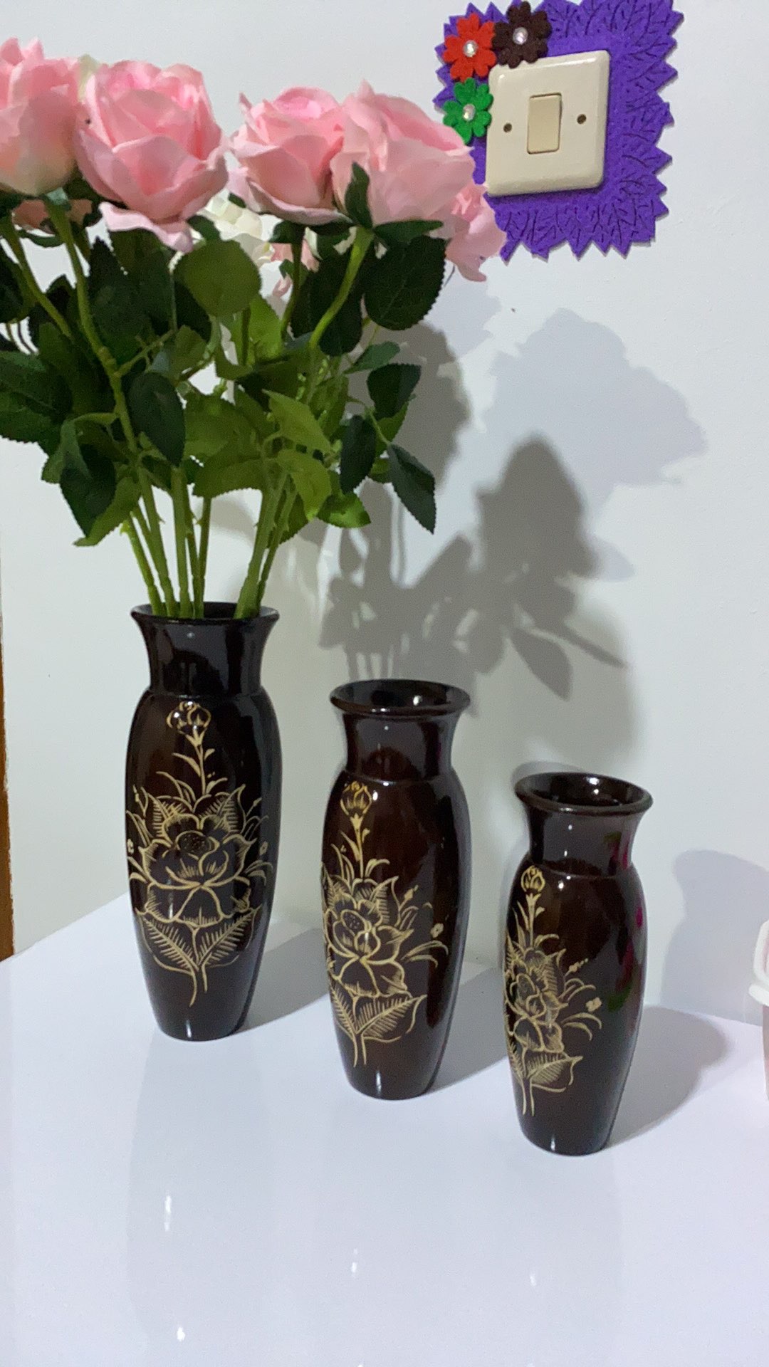 Vas Bunga Kayu Jati Motif Bunga - Vsa008