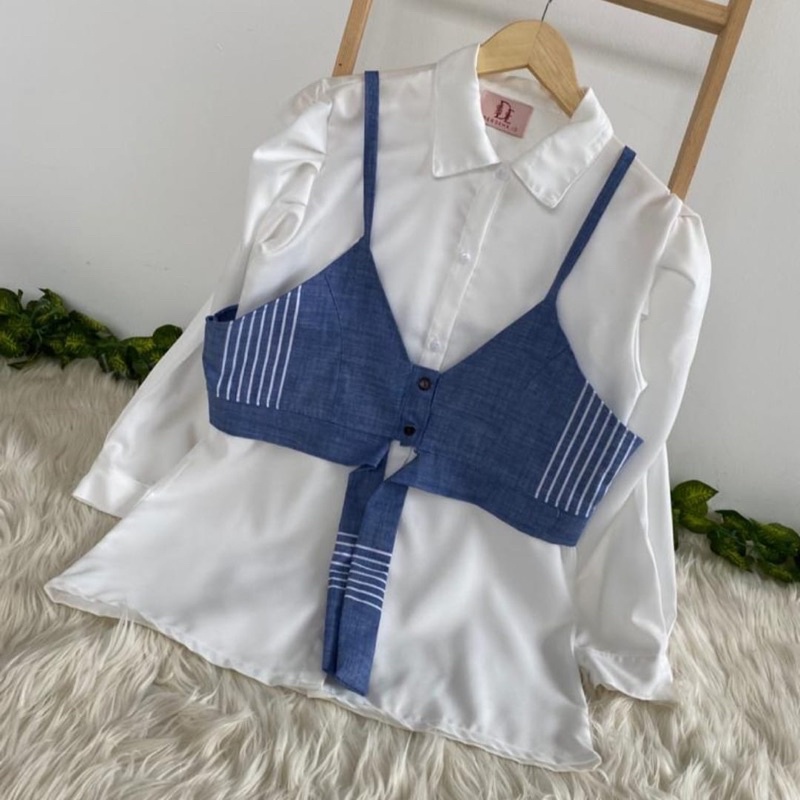 (MSB) KEMEJA SANRIO VEST BLOUSE DAILY OUTFIT MOSCREPE