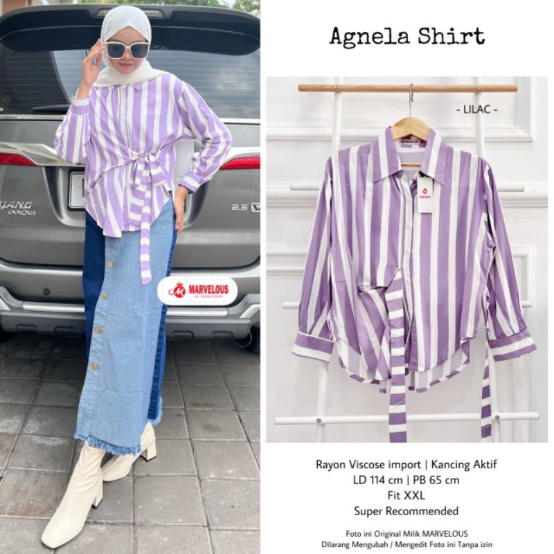 AGNELLA SHIRT BY MARVELOUS (BLOUSE WANITA) Blouse salur muslimah modern rekomended