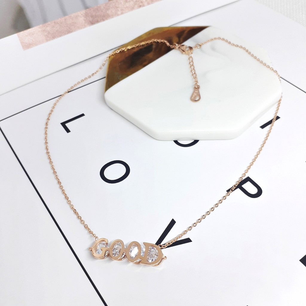 Kalung Fashion Korea Titanium Liontin GOOD Rosegold - BN401