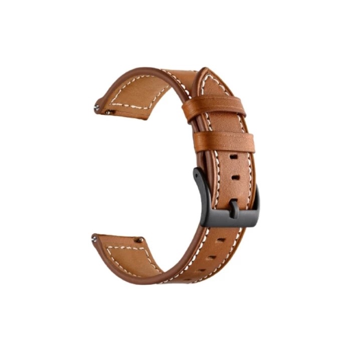 Amazfit Leather Strap Smartwatch Strap 20&amp;22mm for GTS/GTR/Bip Series - Cokelat, 20mmLeather Strap