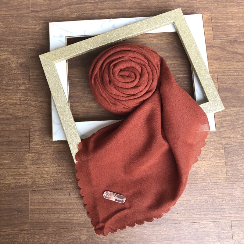 Part 1 Voal Arabian Jilbab Polos Sahara Hijab Segiempat-Terracota