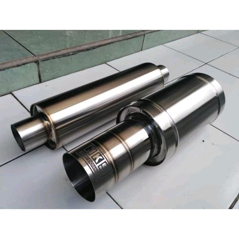 (TERLARIS) SATU PAKET MUFFLER HKS PLONG TITAN CACING plus RESONATOR ULIR STAINLESS,,suara gahar keri