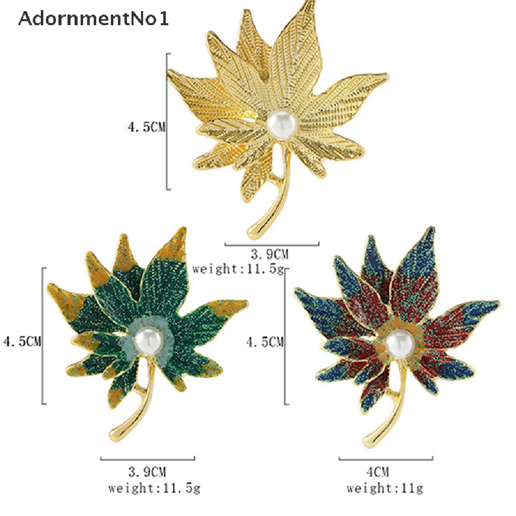 (AdornmentNo1) Bros Pin Bentuk Daun Maple Aksen Kristal + Mutiara Imitasi Untuk Aksesoris Wanita