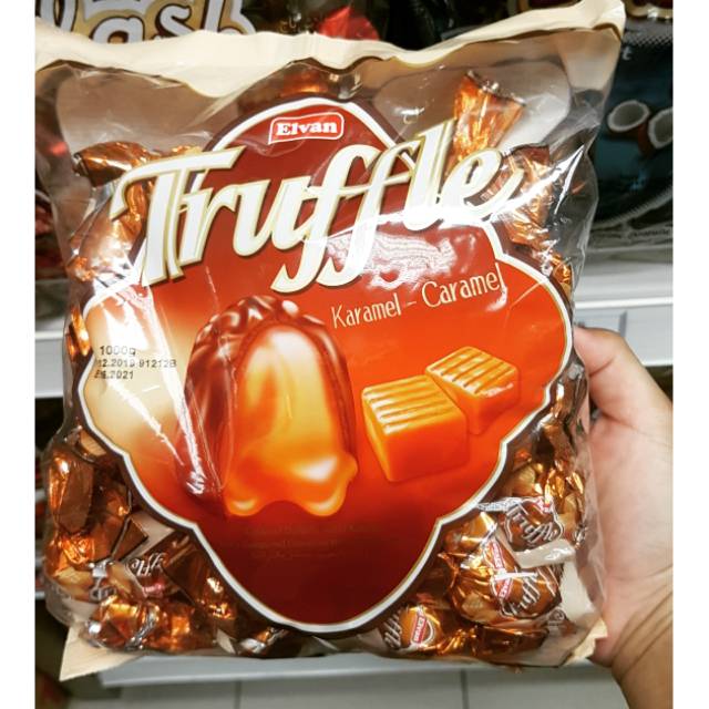 

COKELAT IMPORT 100% ORIGINAL. 1KG ELVAN TRUFFLE FLASH BAG. HALAL. CARAMEL.