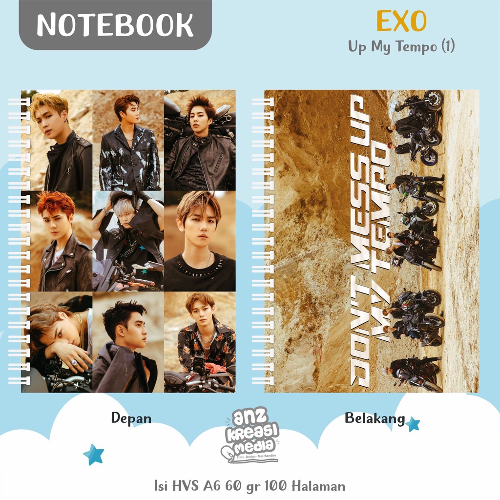 NOTEBOOK A6 BUKU TULIS SPIRAL - EXO UP MY TEMPO - MERCHANDISE KPOP MURAH UNOFFICIAL