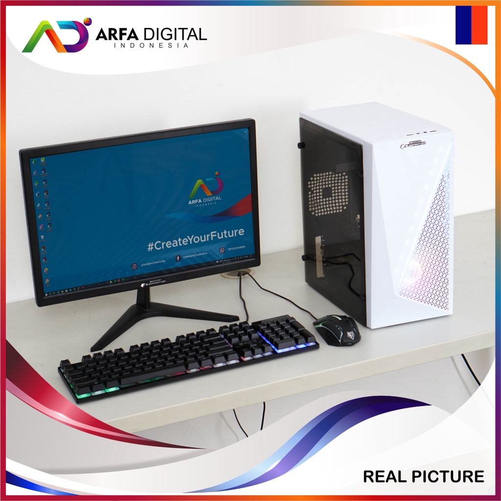 Komputer Full Set Murah Intel Core i5 HDD 500GB RAM 8GB VGA 2GB DDR5 Monitor LED 19inch Lengkap Siap Pakai | BZ02-FULLSET 165-25 B/W
