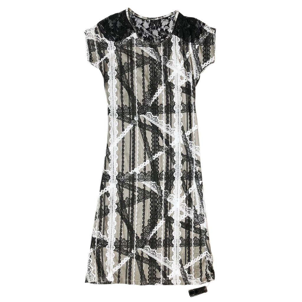 Dress Kaos Maxi Motif Renda Panel Lace Tulle Import Hongkong