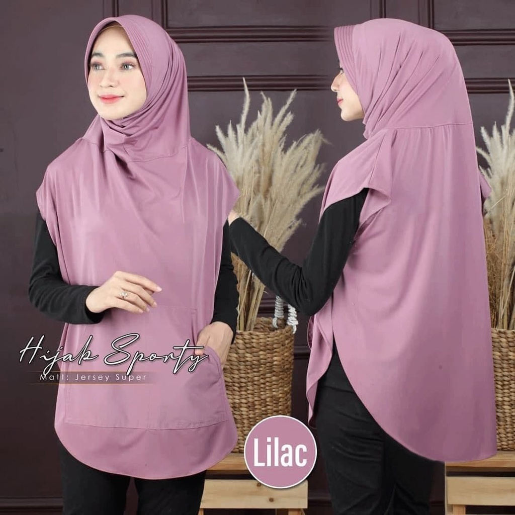 hot deals falisha saku jilbab khimar hijab sporty lengan saku jersy streach kerudung olahraga jumbo