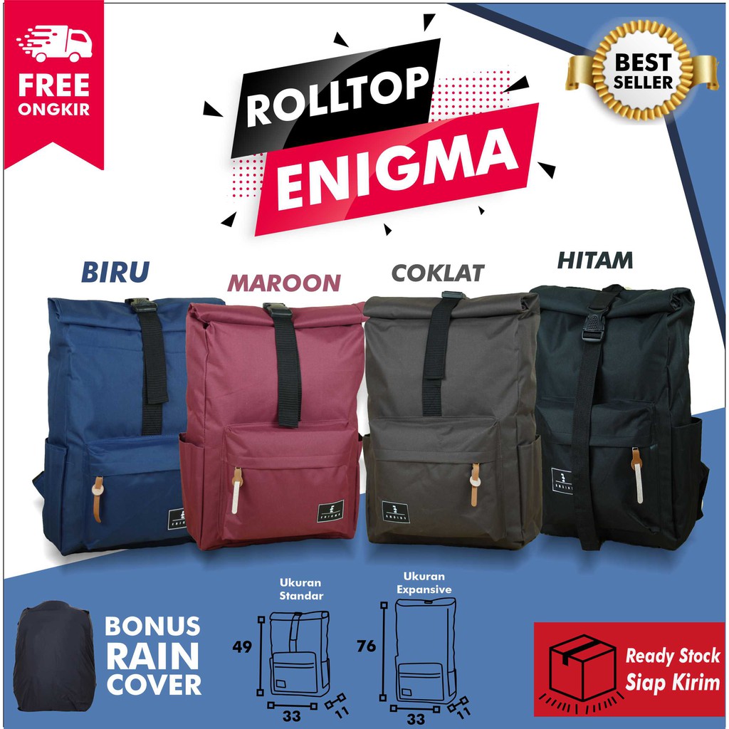 Tas Ransel Besar Pria Laki-Laki Rolltop Expansive Back Pack Cowok Mudik Hiking Camping Outdoor Murah