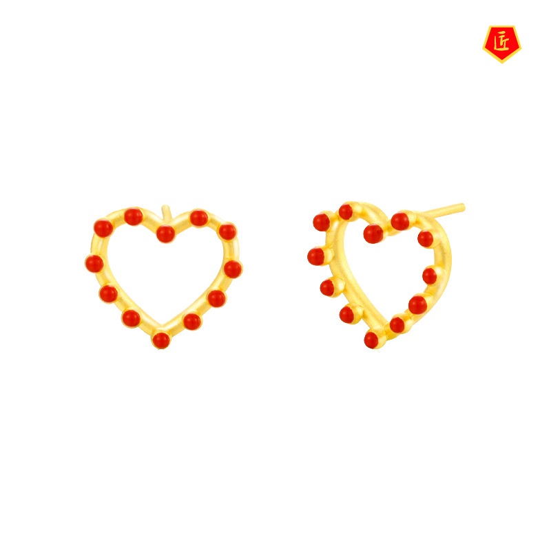 [Ready Stock]Simple Hollow Heart-Shaped Gold Earrings