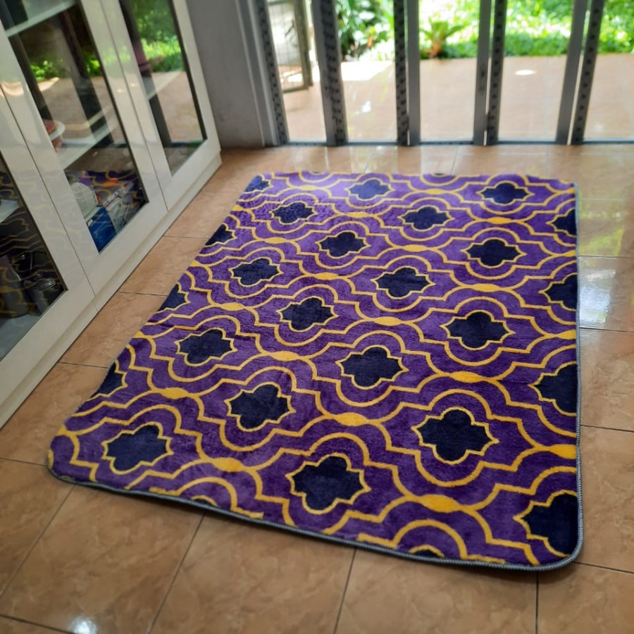 Karpet Bulu Super Lembut FONIX Malaysia Busa Empuk Anti Slip 140x180 Minimalis F127, Rasfur Korea-2