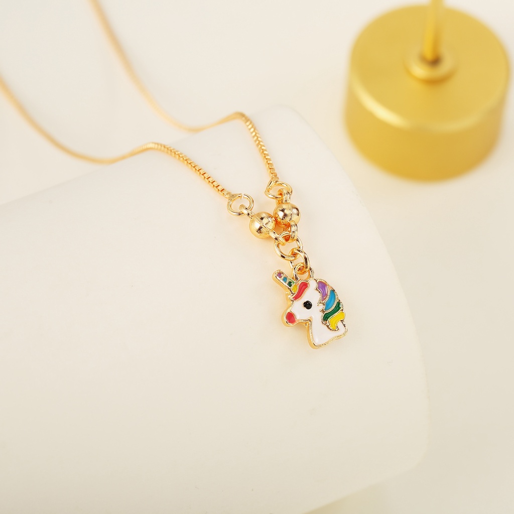 Y444 Kartun Kalung Aksesoris Cute Unicorn Girls Titanium Necklace Jewelry Gift Terbaru Anti Karat Anti Alergi Kalung