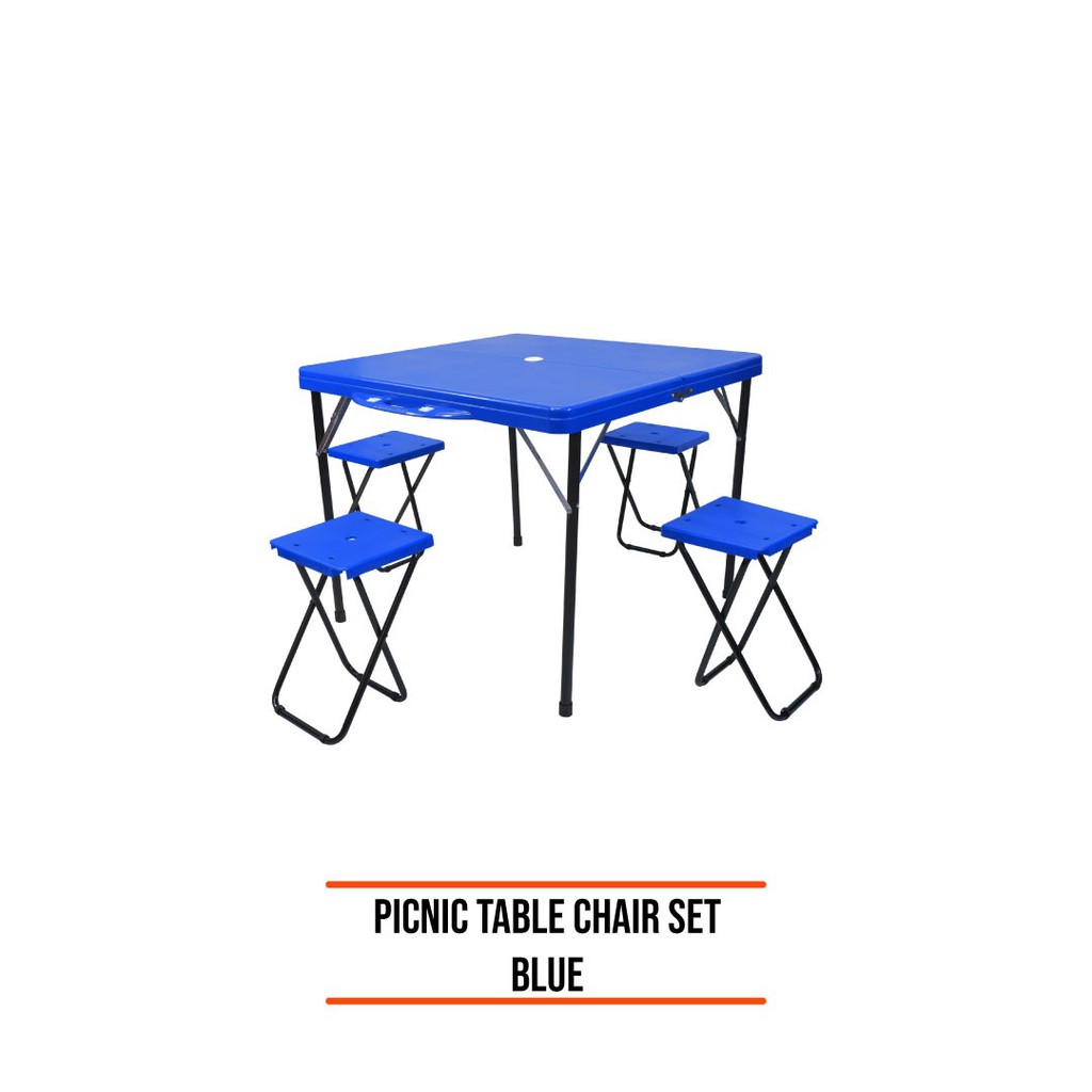 Kursi Meja Camping Set Picnic Table Chair Set Praktis Blue Shopee Indonesia
