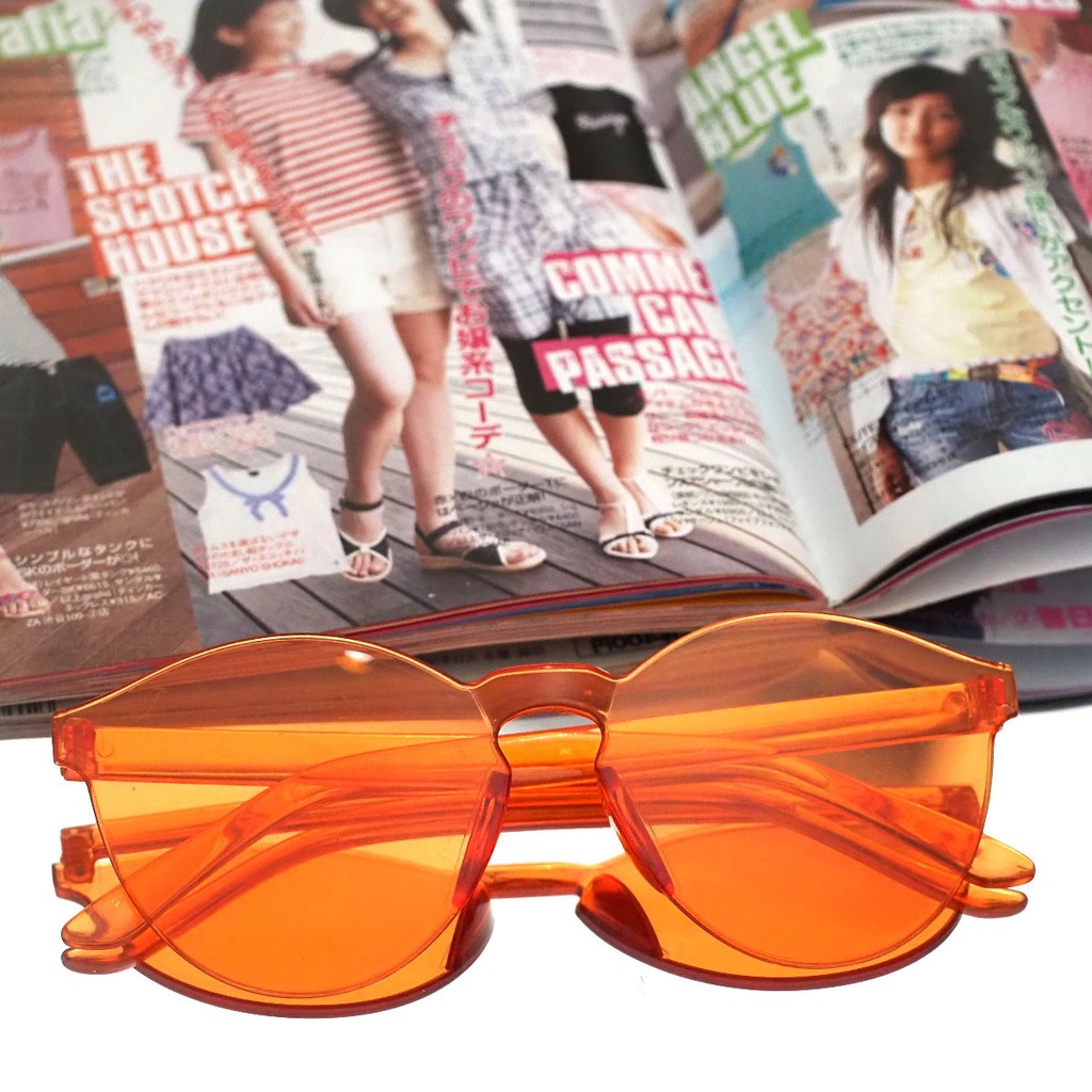 Kacamata Jelly Pria Wanita Kacamata Fashion Murah / Kaca Mata Candy Sunglasses Korea Warna Warni-4. Orange Red