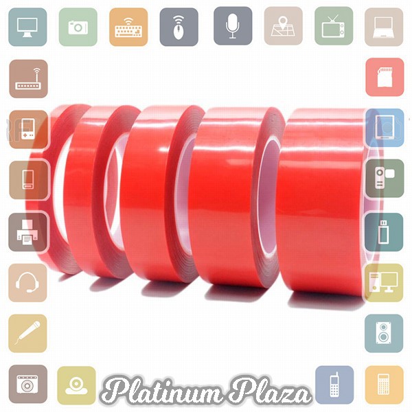 SZBFT Perekat Double Tape Acrylic Adhesive Transparent No Trace Sticker 5mm x 3m - J470`1T5V5P-- Red