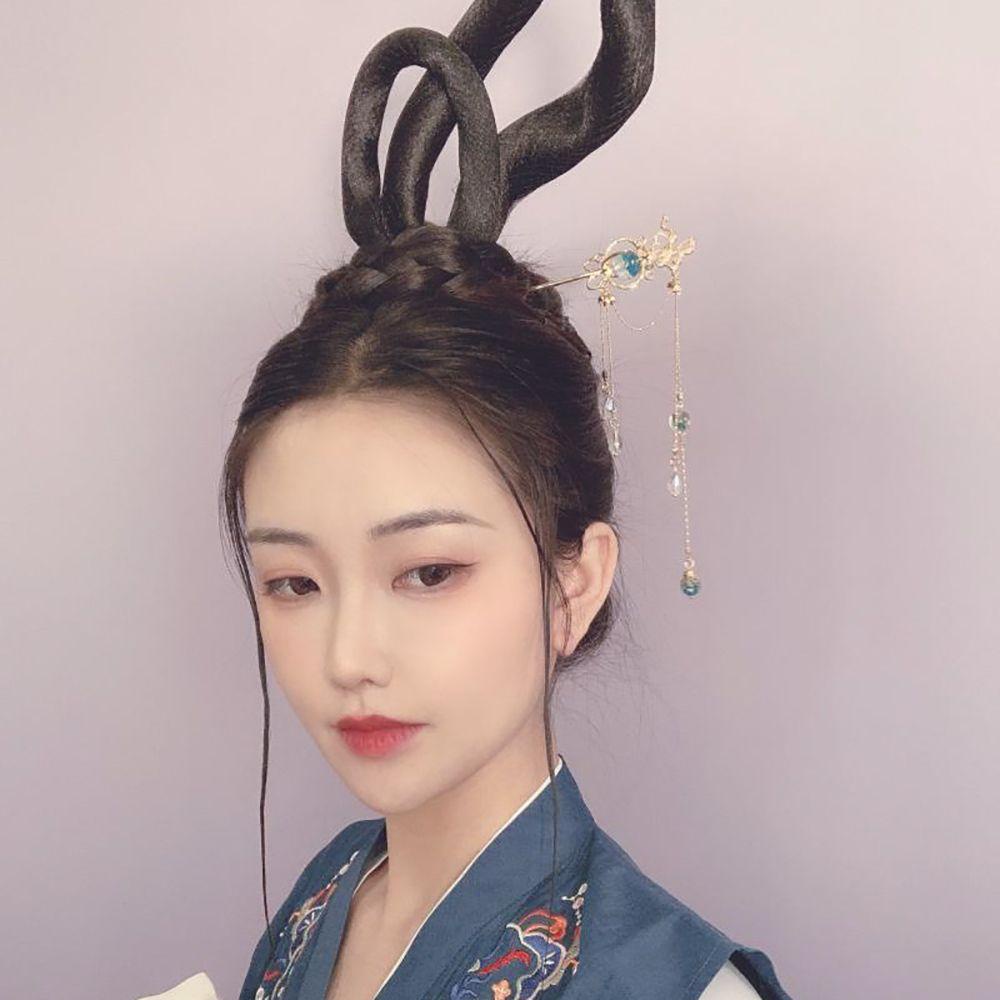 Needway Rambut Stik Rambut Garpu Vintage Hanfu Wanita Hiasan Kepala Wanita Gaya Cina Drop Earrings