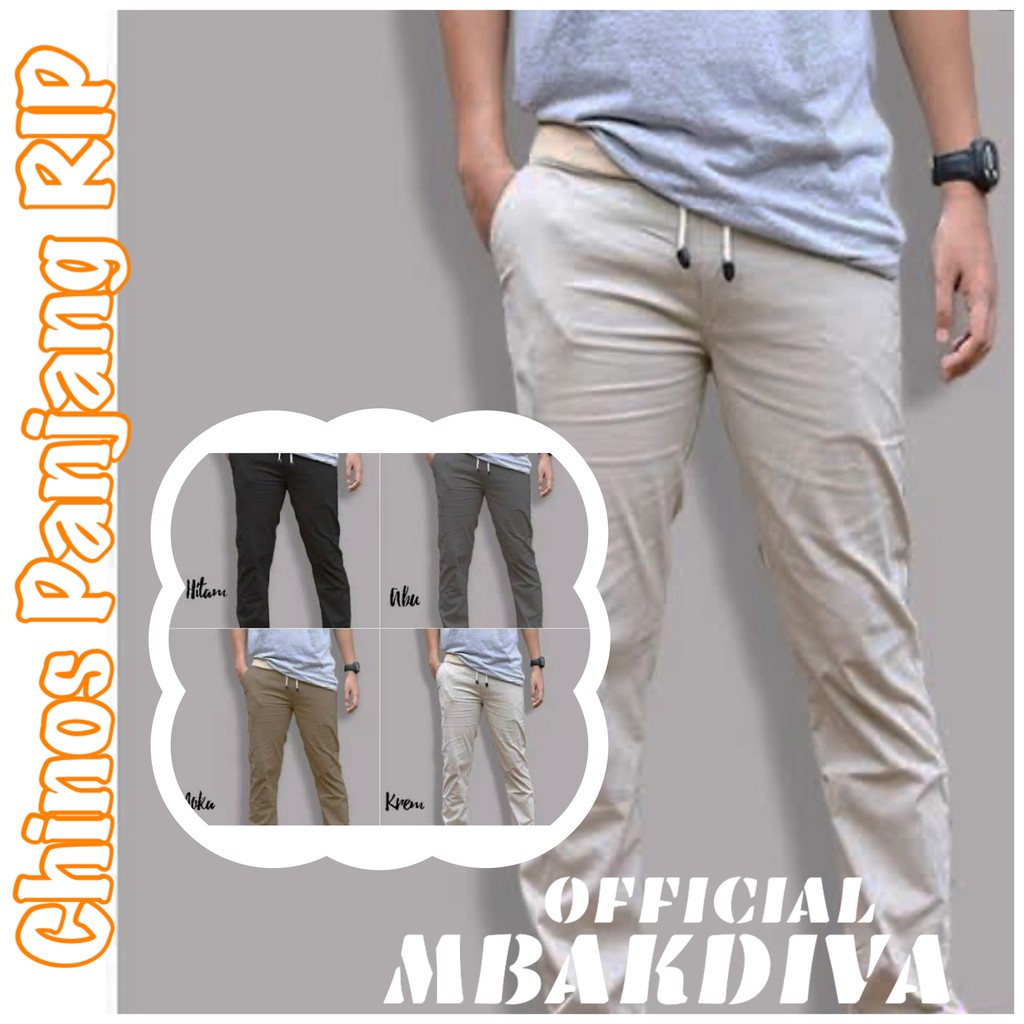 Original Celana  Panjang Kolor  Rip Model  Chino Pria  Katun 