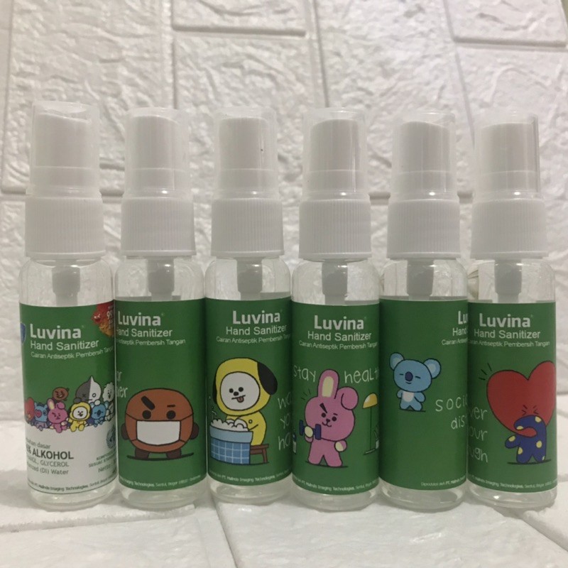 Luvina Hand Sanitizer BTS 30 ml - Antiseptik Cair 30ml - Karakter BT21