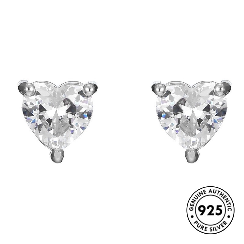 Anting Tusuk Motif Hati Simple Bahan Sterling Silver 925 Untuk Wanita