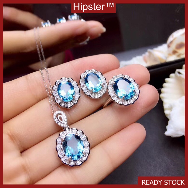 New Sky Blue Moissanite Jewelry Set