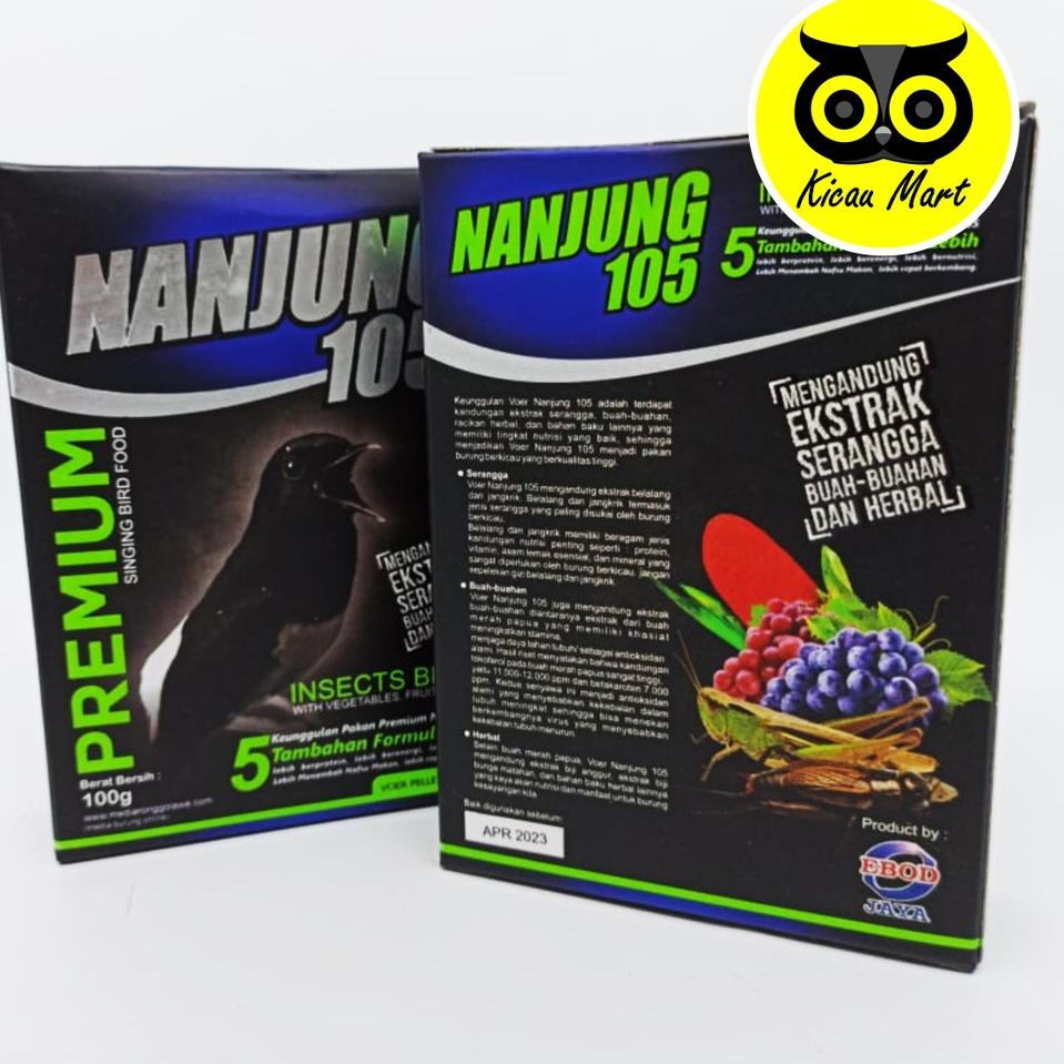 XQ610 NANJUNG 105 PREMIUM VOER PELLET EBOD JAYA PUR PELET PAKAN MAKANAN BURUNG MURAI KACER 100 GRAM 