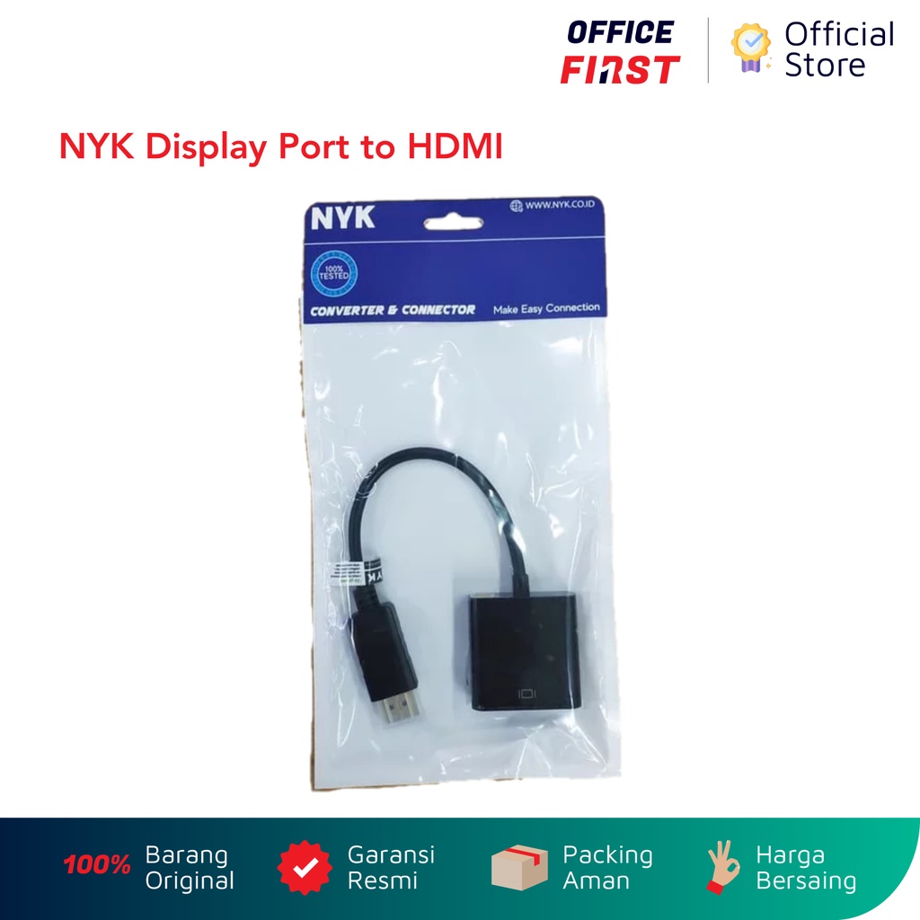 NYK Display Port to HDMI Cable Converter / Kabel Konverter