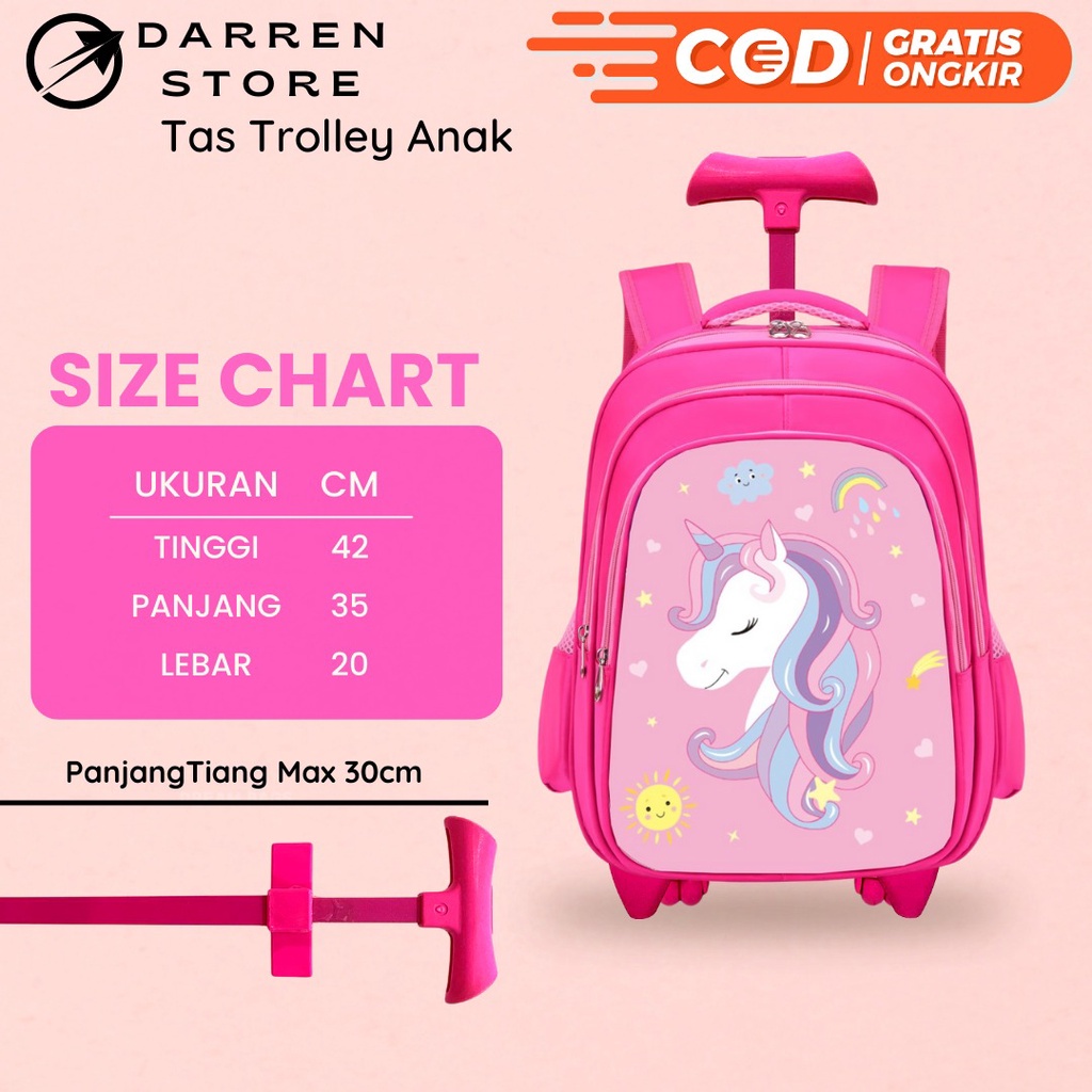 Darren store tas koper anak perempuan gambar timbul tas ransel anak perempuan sekolah sd