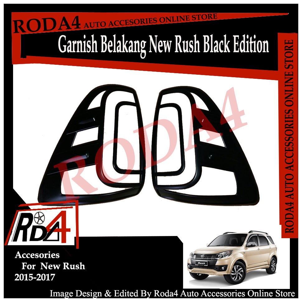 List Garnish Lampu Belakang New Rush 2015 - 2017  Hitam Black Edition