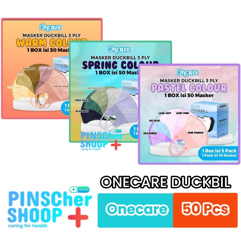 MASKER DUCKBILL ONCARE DUCKBIL 3 PLY ONECARE MIX WARNA GRADATION &amp; BLACK WHITE ISI 50 PCS