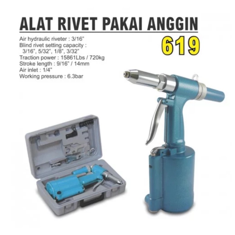 ALDO 619 air Riveter Tang Rivet Angin Ripet Rifet